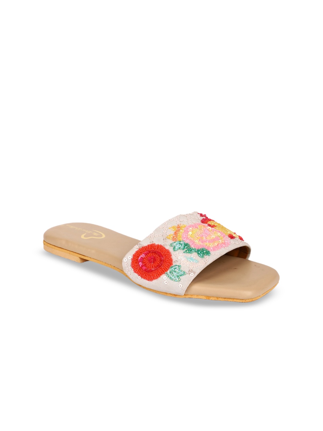 

The Desi Dulhan Embellished Open Toe Flats, Red