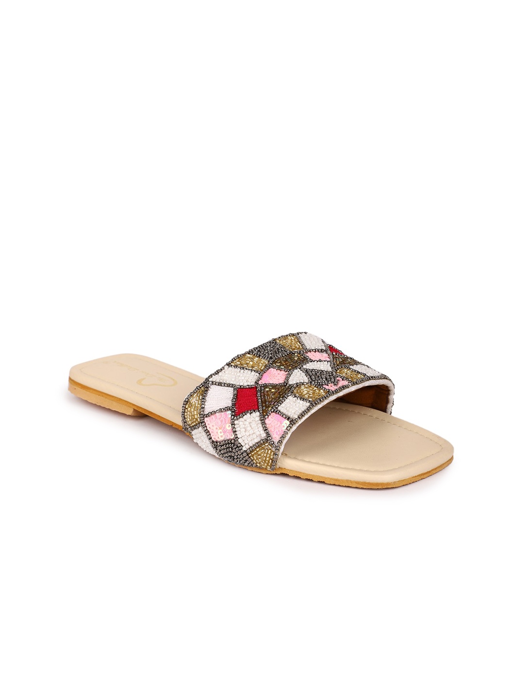 

The Desi Dulhan Embellished Open Toe Flats, Pink