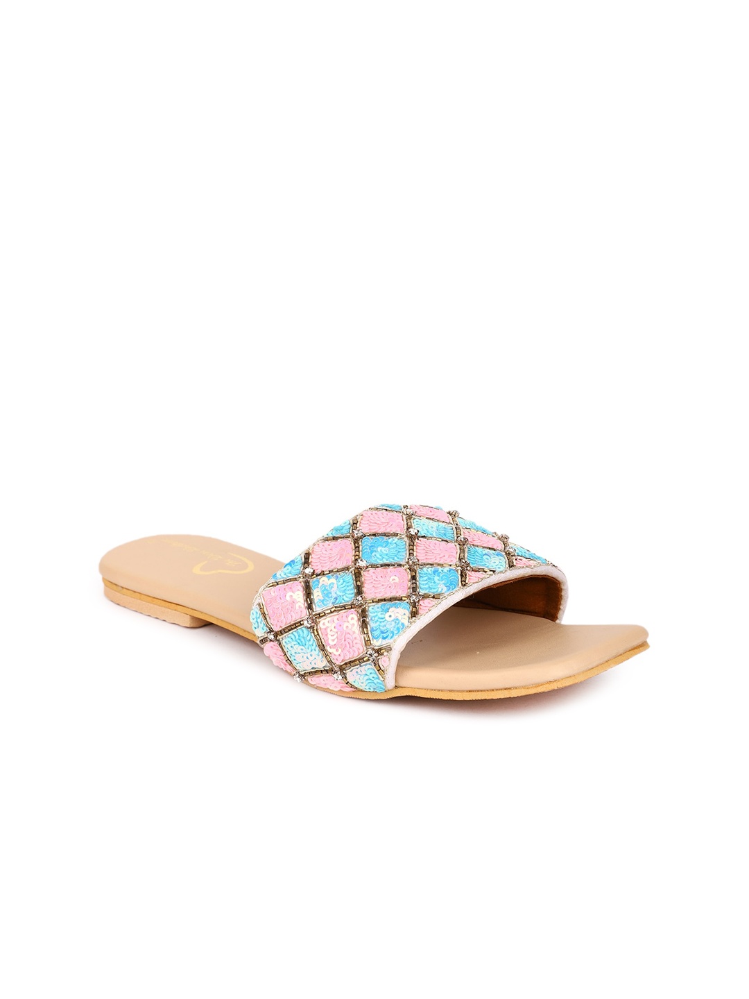 

The Desi Dulhan Embellished Open Toe Flats, Pink