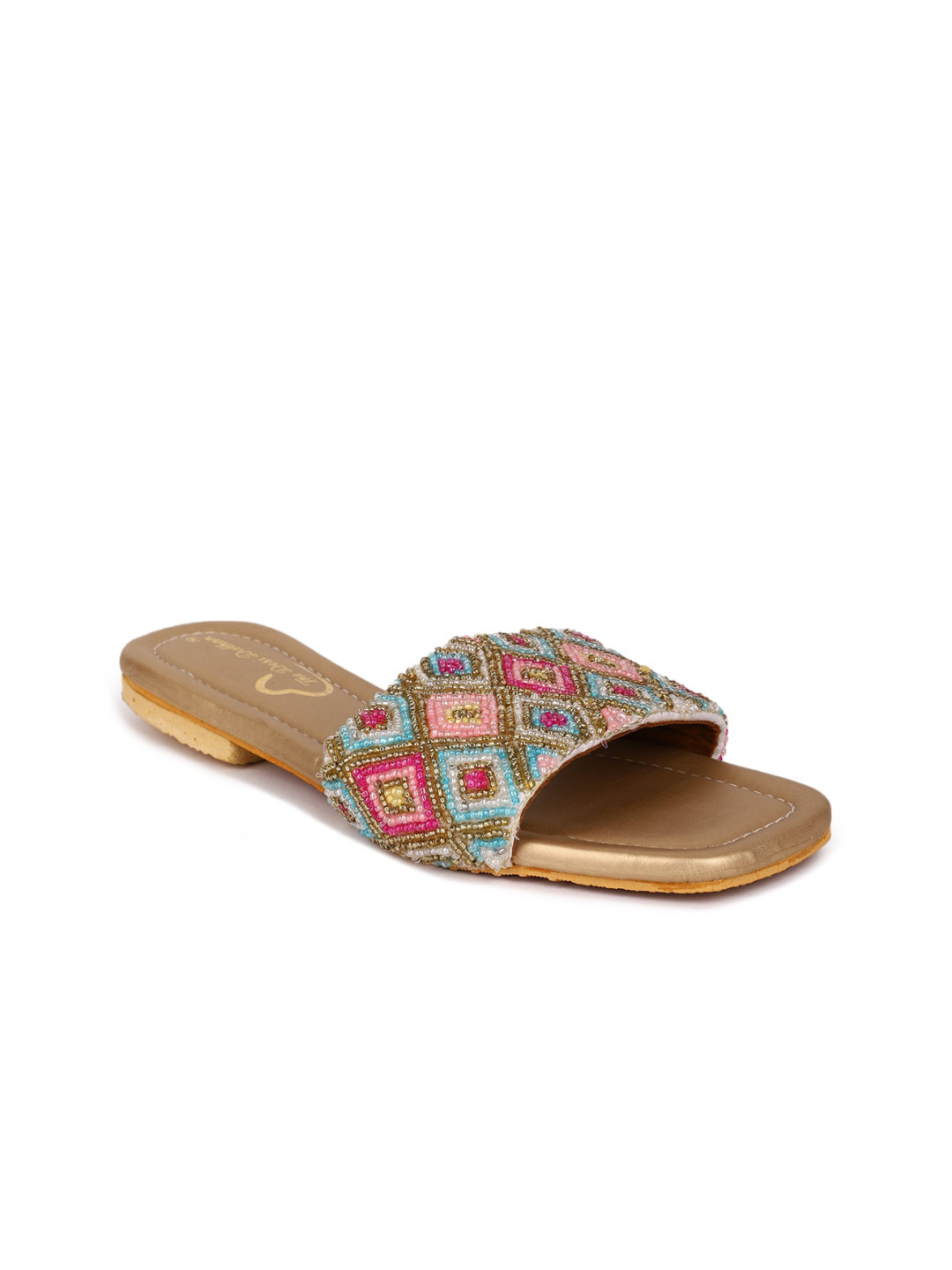 

The Desi Dulhan Embellished Open Toe Flats, Pink