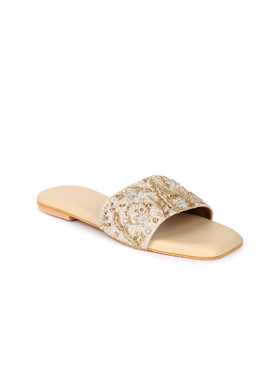

The Desi Dulhan Embroidered Open Toe Flats, White