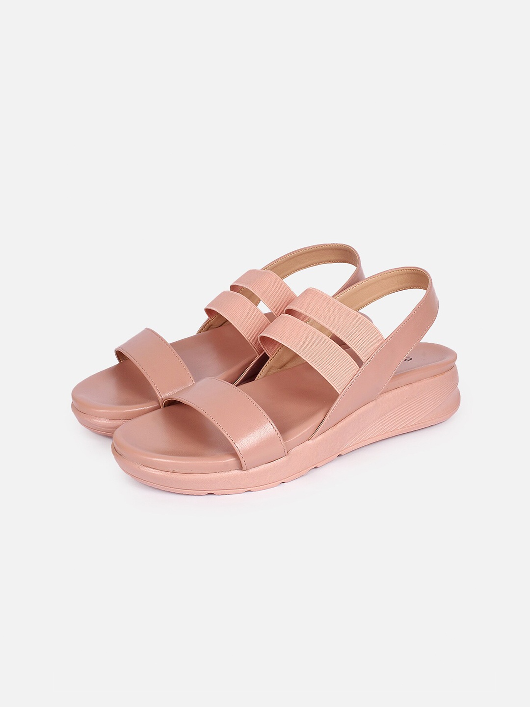 

DressBerry Multi Straps Flatform Sandals, Peach