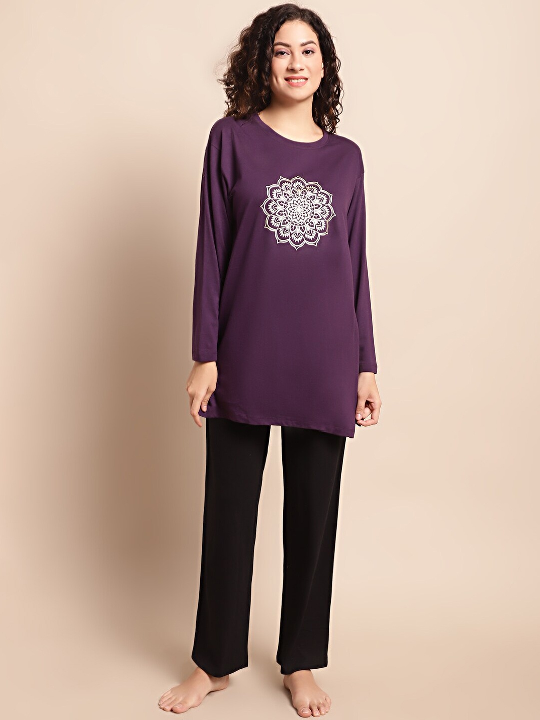 

Kanvin Graphic Printed Night suits, Purple