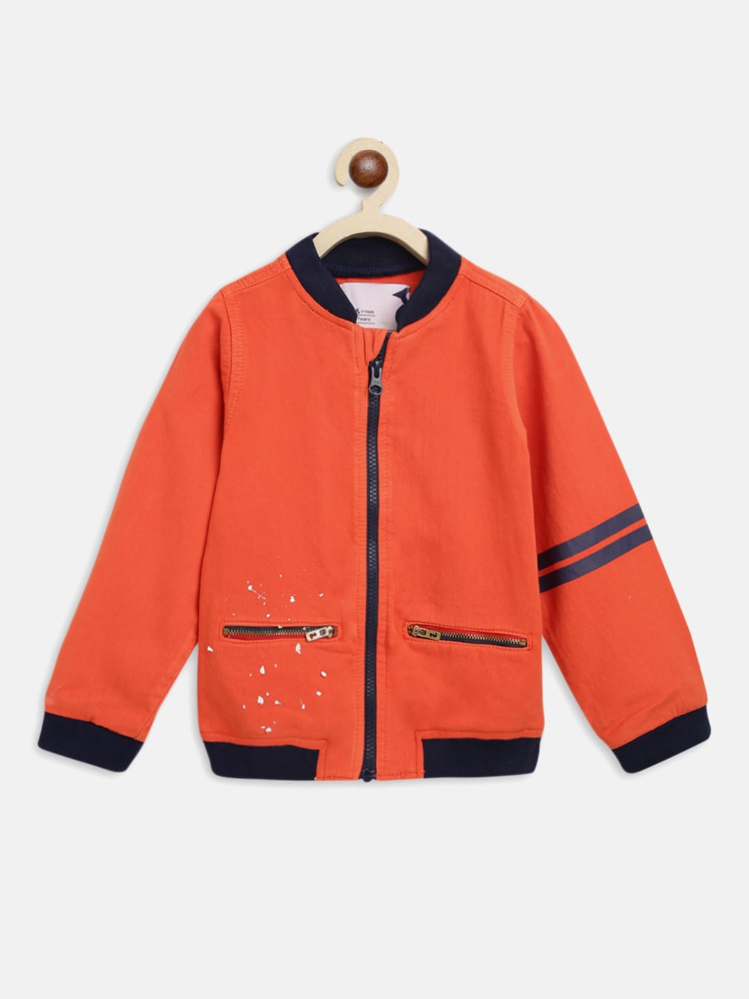 

TALES & STORIES Boys Geometric Lightweight Cotton Tailored Jacket, Orange