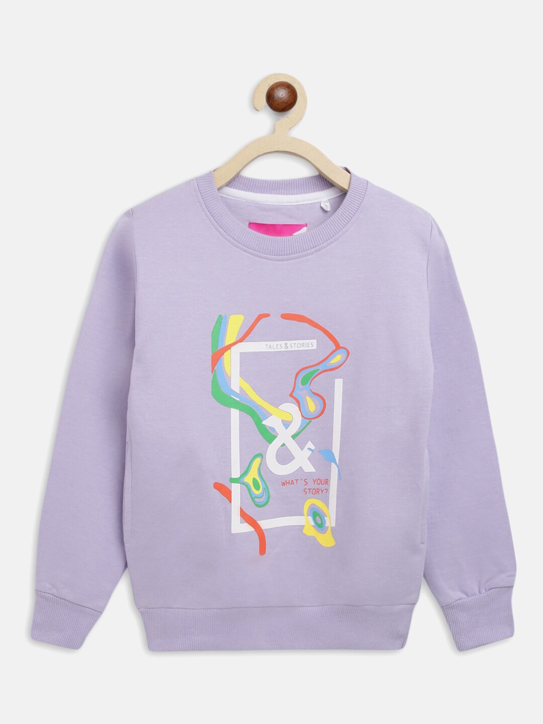 

TALES & STORIES Girls Graphic Printed Pullover, Purple