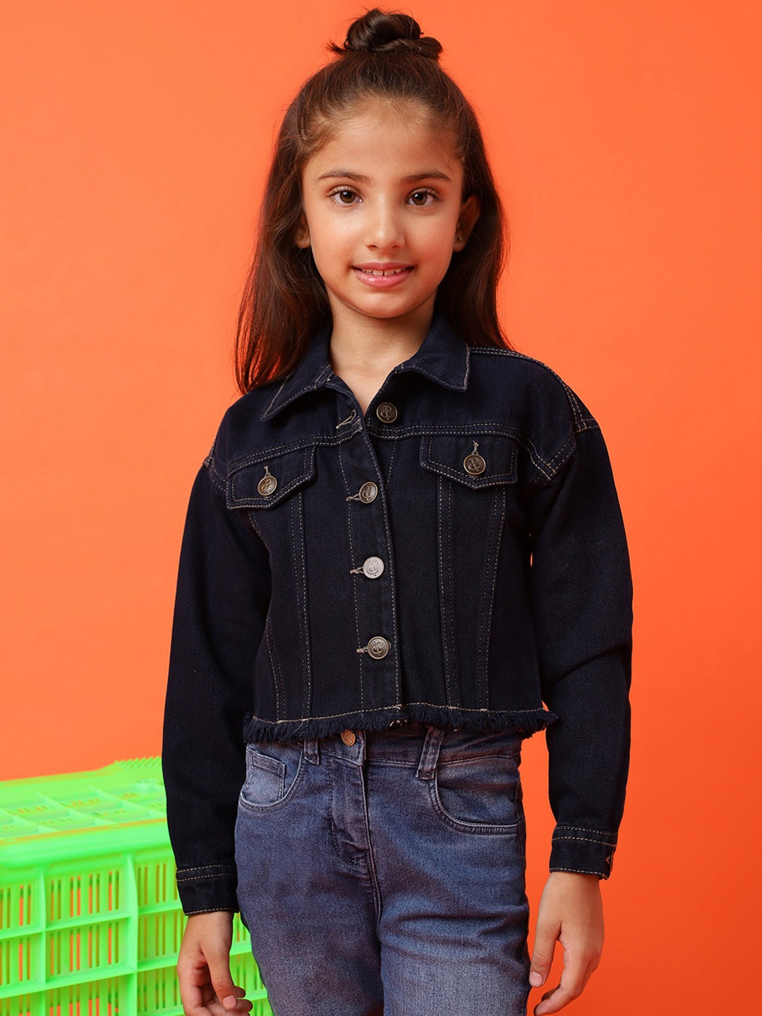

TALES & STORIES Girls Lightweight Pure Cotton Denim Jacket, Blue