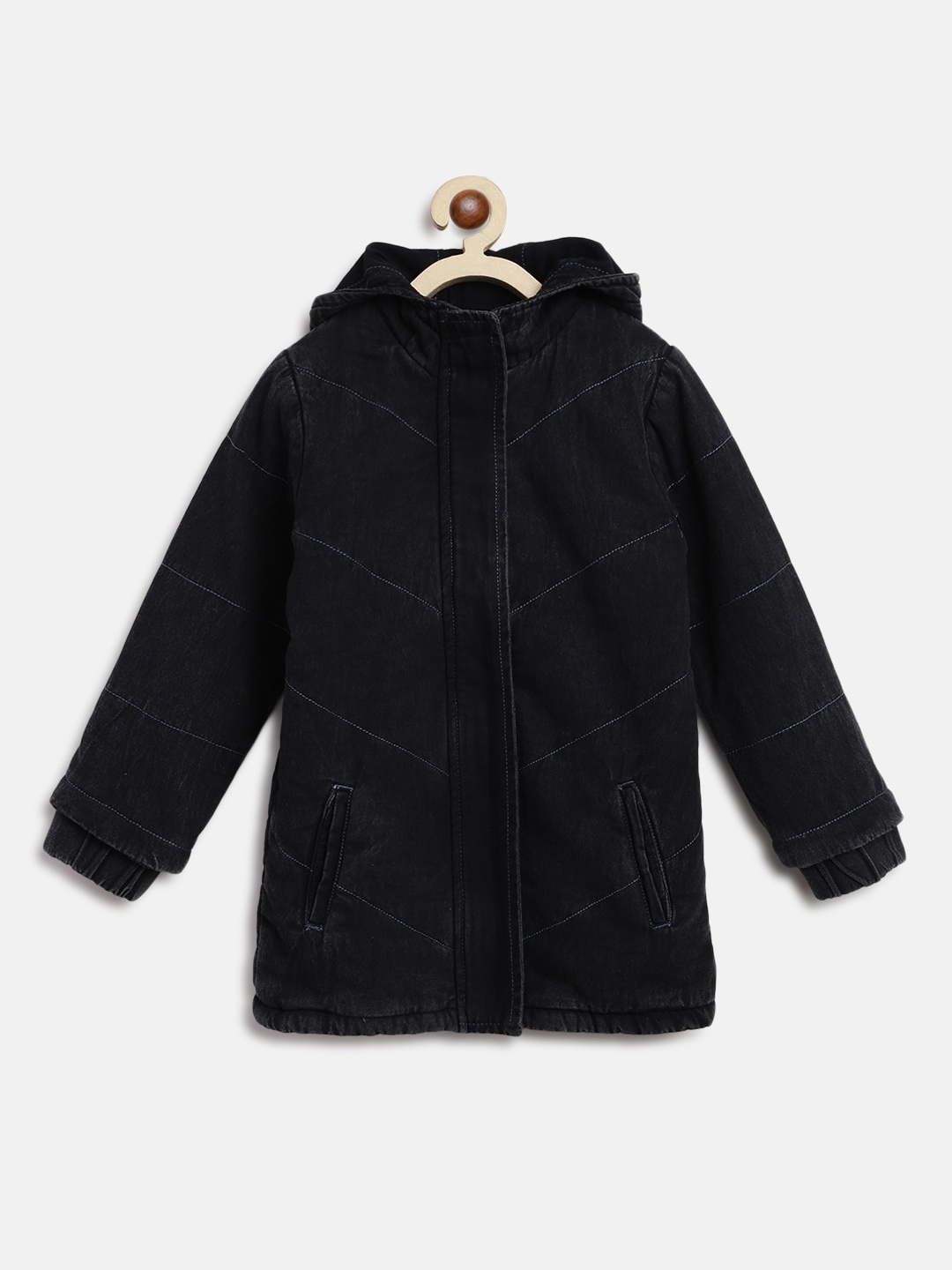 

TALES & STORIES Girls Hooded Lightweight Tailored Jacket, Black