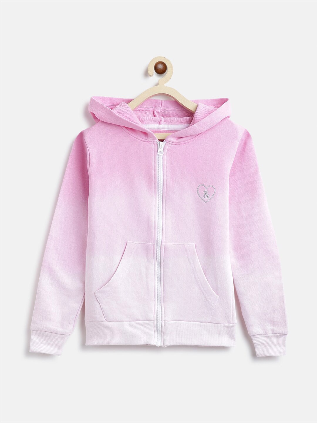 

TALES & STORIES Girls Long Sleeves Front Open Hooded Pullover, Pink