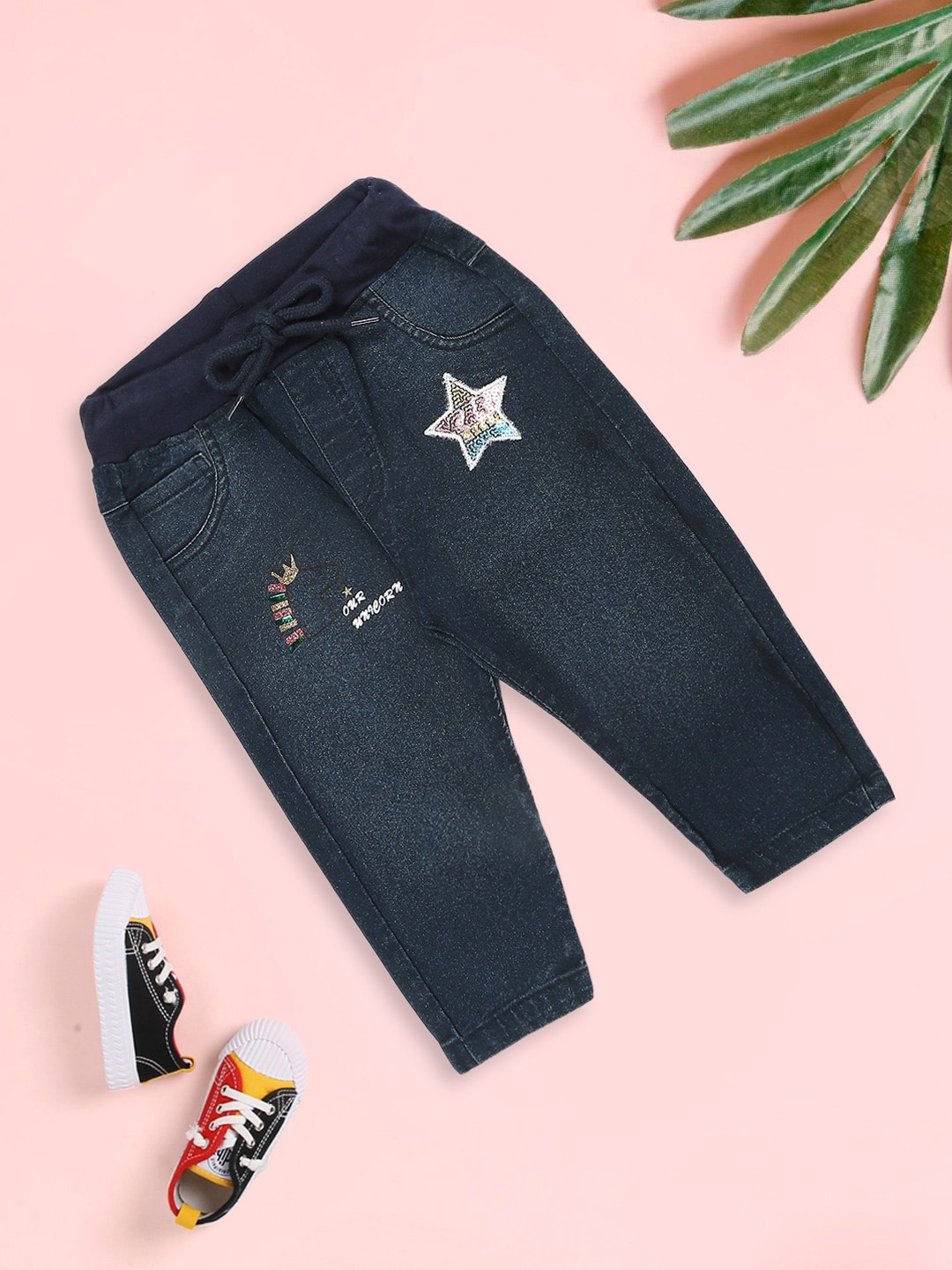 

MeeMee Infants Girls Smart Denim Cotton Trousers, Navy blue