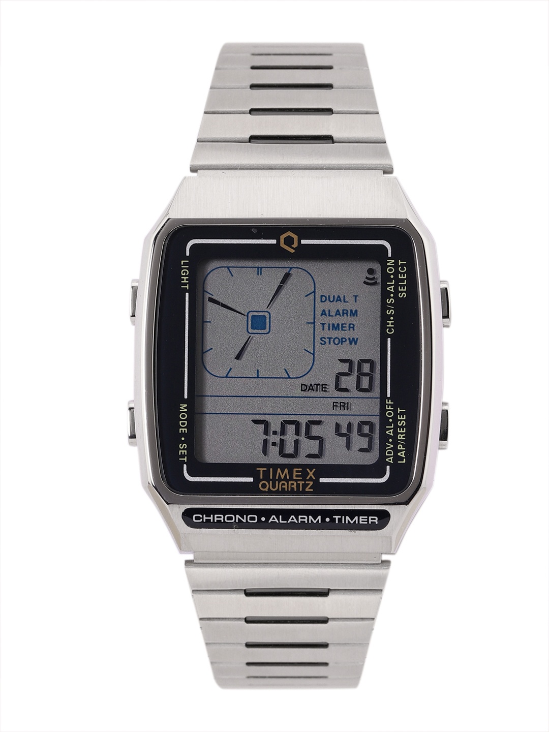

Timex Men Q Reissue Stainless Steel Digital Multi Function Watch TW2U72400U9, Grey