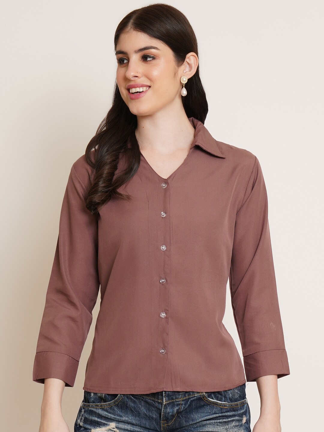 

Kushi Flyer Regular Fit Spread Collar Casual Shirt, Brown