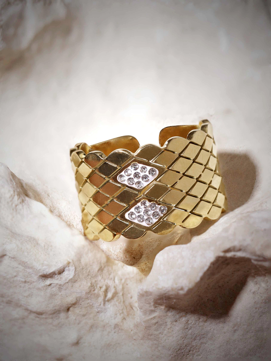 

Rubans Voguish Gold-Plated CZ-Studded Finger Ring
