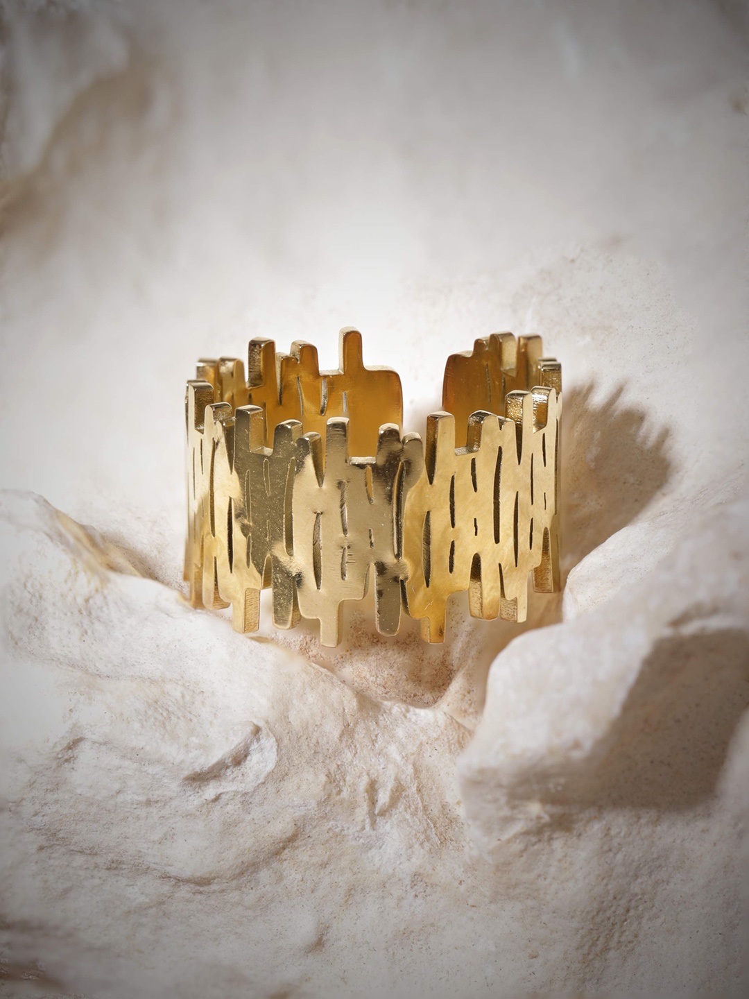 

Rubans Voguish 22K Gold plated Waterproof Contemprory textured Tarnish free Ring