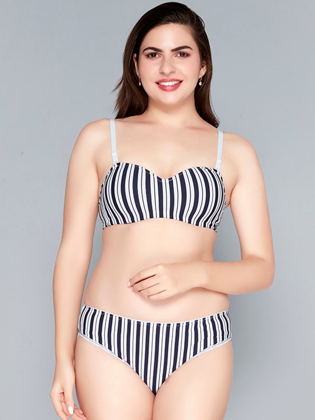 

Lady Love Striped Lingerie Set, Blue