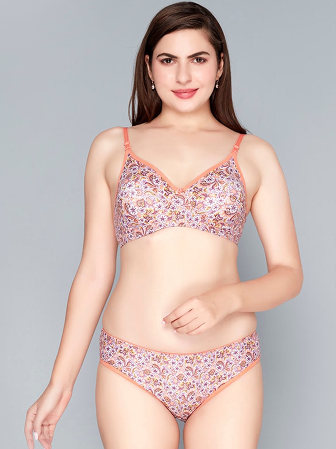 

Lady Love Printed Lingerie Set, Orange