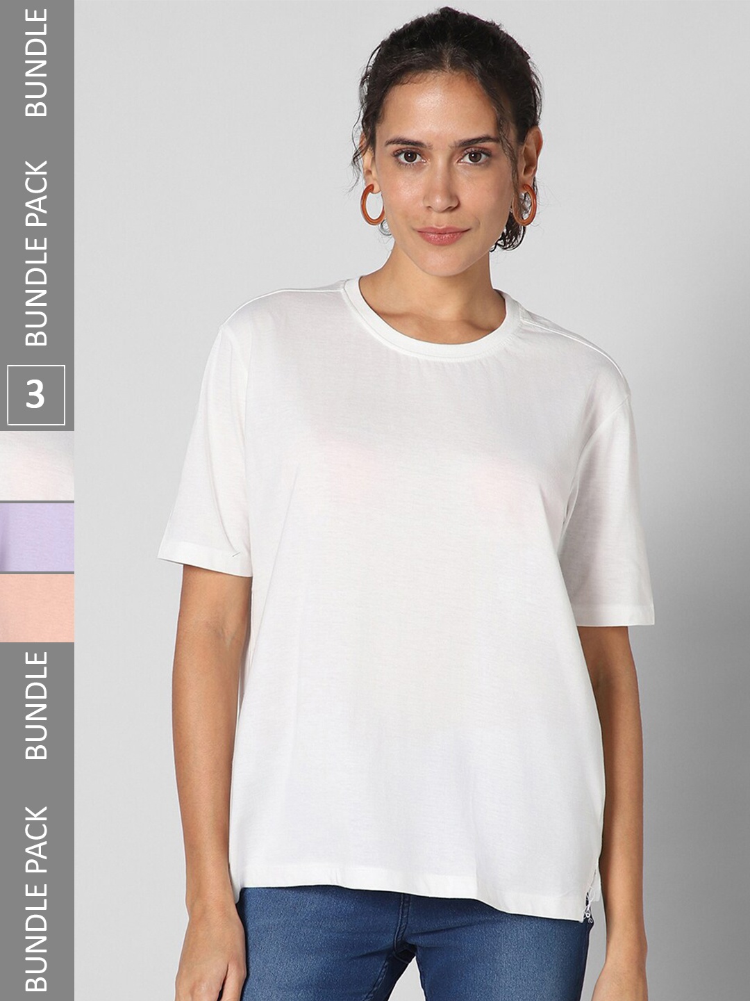 

Pantaloons Pack Of 3 Regular Fit Cotton Casual T-shirt, White
