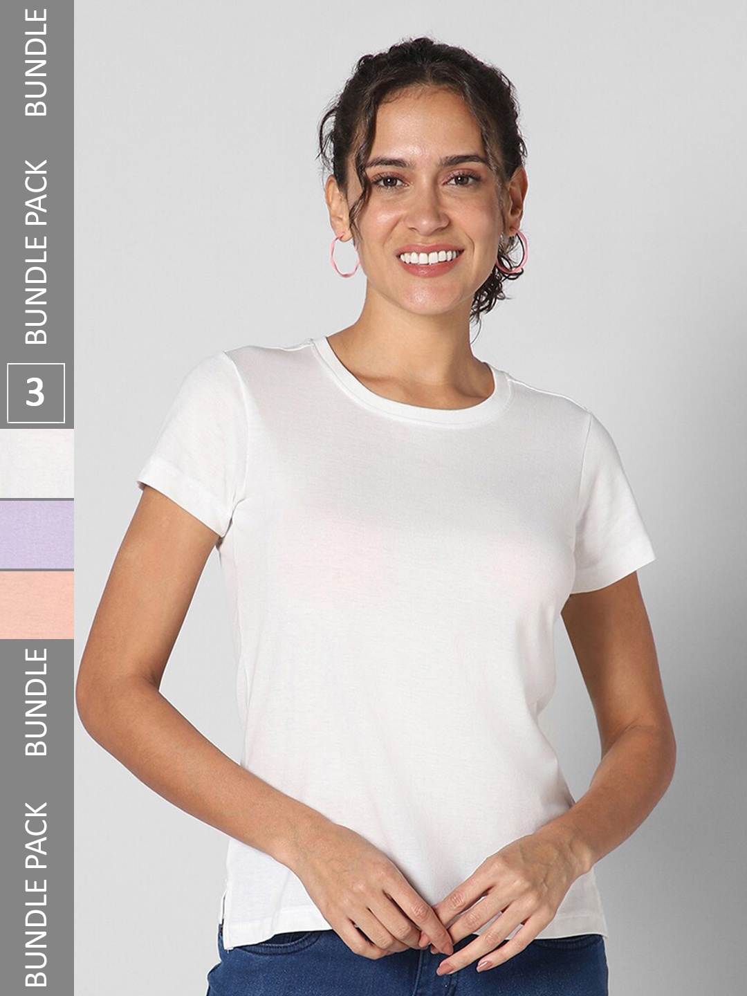 

Pantaloons Pack Of 3 Round Neck Regular Fit T-shirt, White