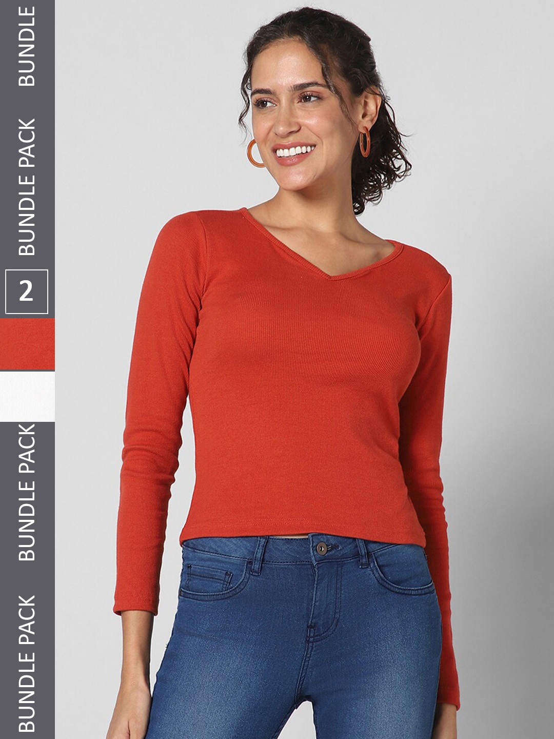 

Pantaloons Pack Of 2 V-Neck T-shirt, Rust