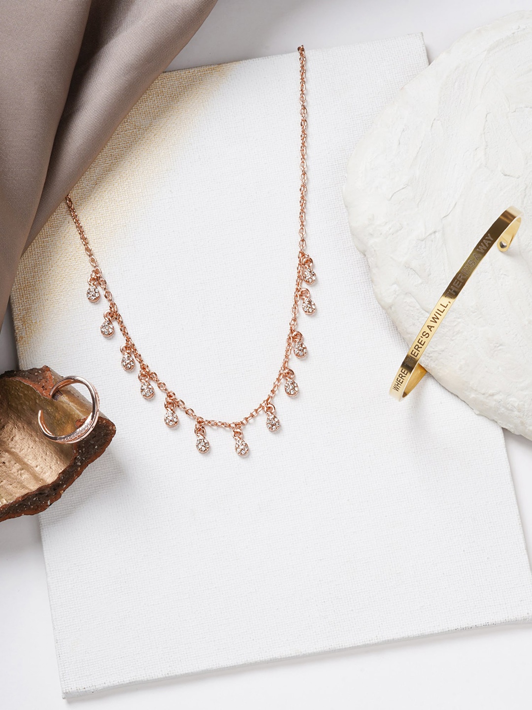

JOKER & WITCH Gold-Plated Stone-Studded Jewellery Set, Rose gold
