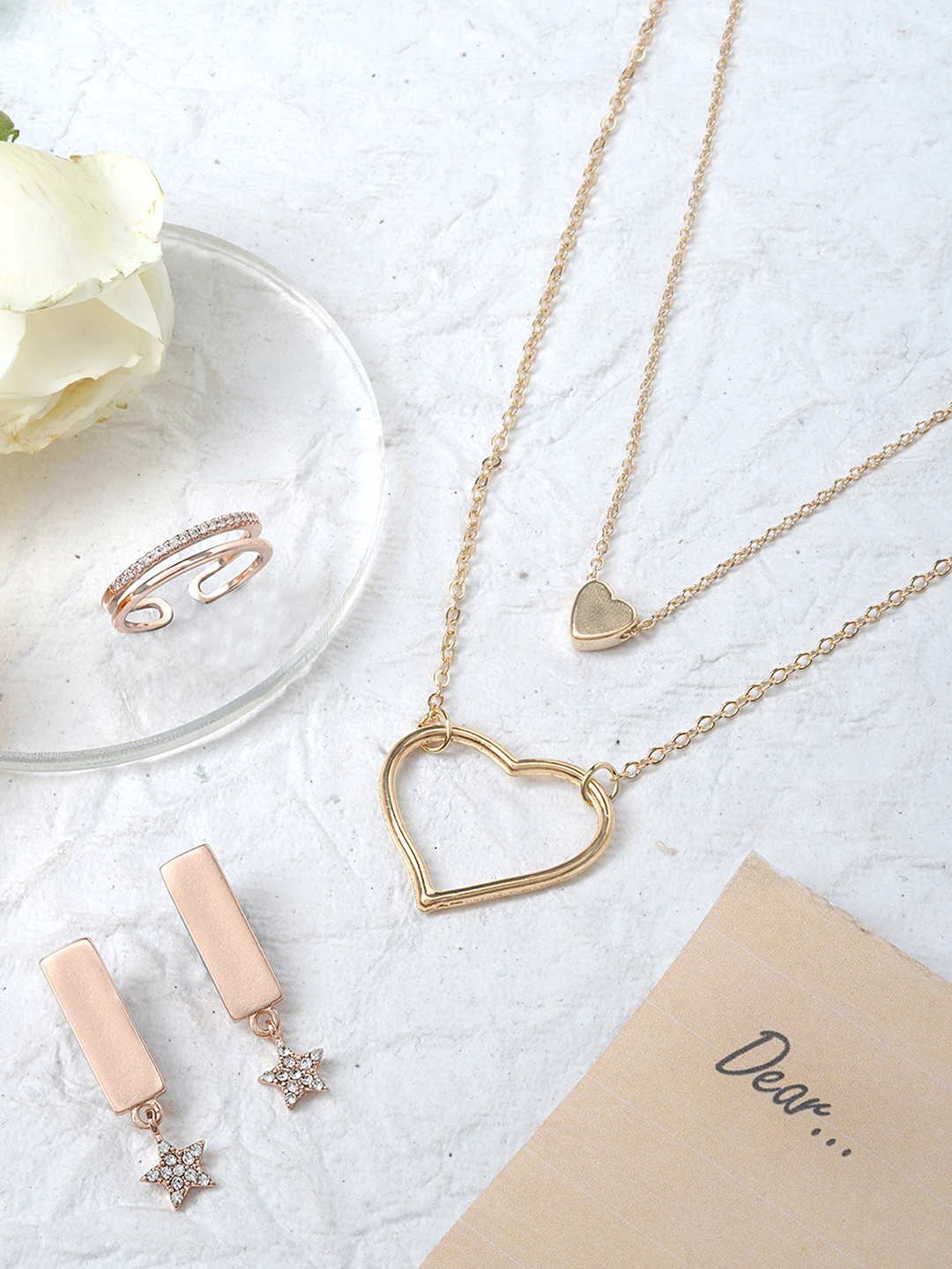

JOKER & WITCH Gold-Plated Stone-Studded Jewellery Set, Rose gold