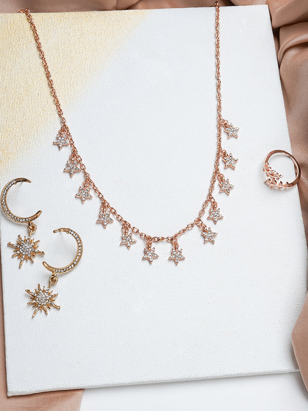 

JOKER & WITCH Gold-Plated Stone-Studded Jewellery Set, Rose gold