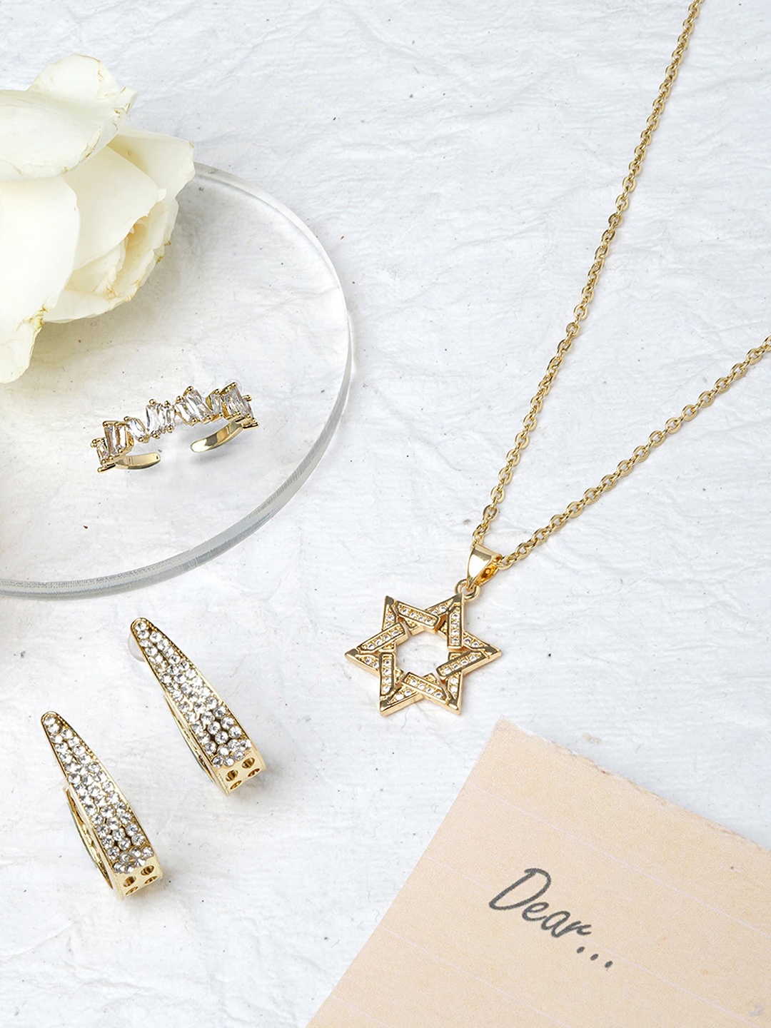

JOKER & WITCH Gold-Plated Stone-Studded Jewellery Set