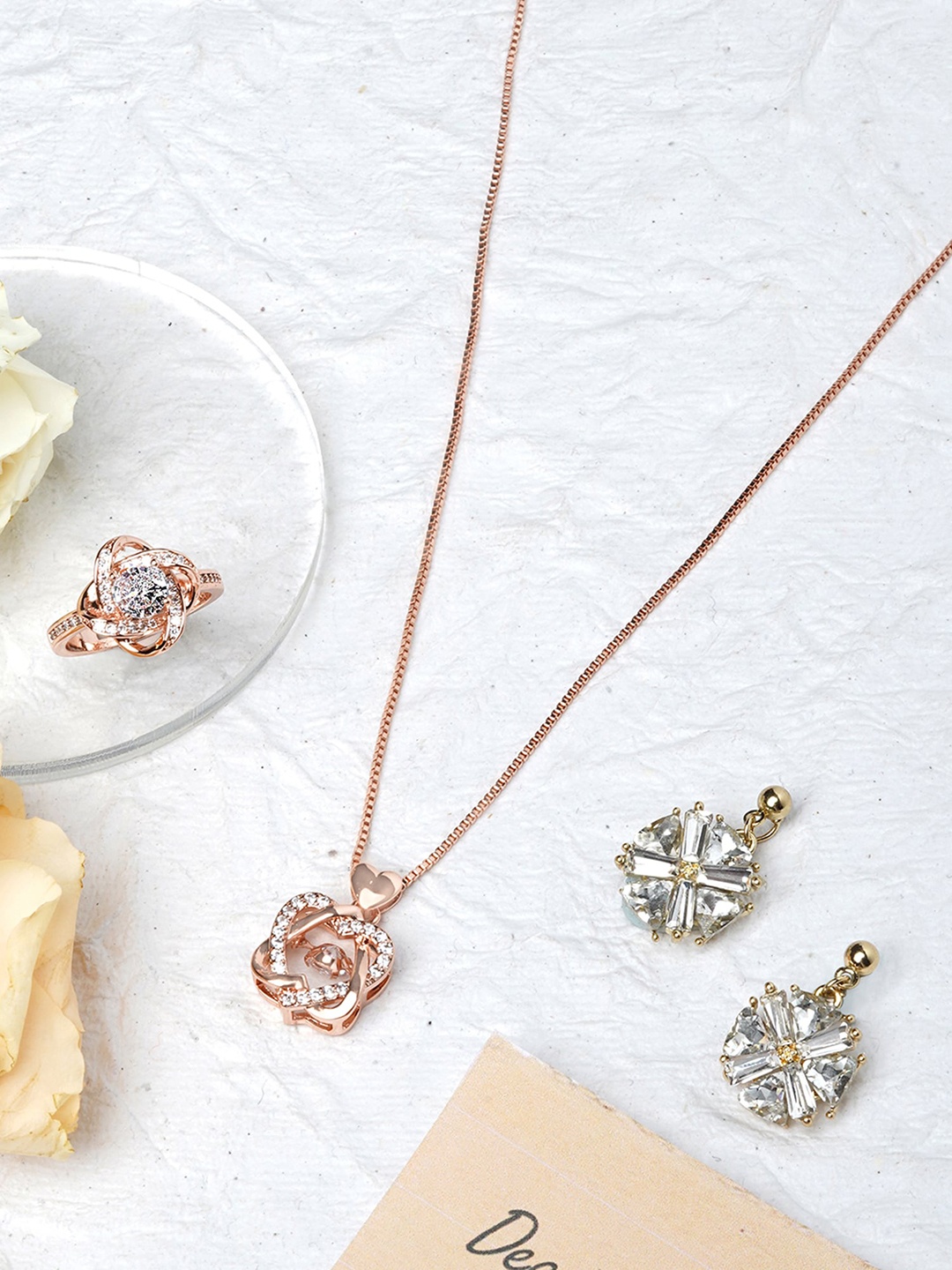 

JOKER & WITCH Gold-Plated Stone-Studded Jewellery Set, Rose gold