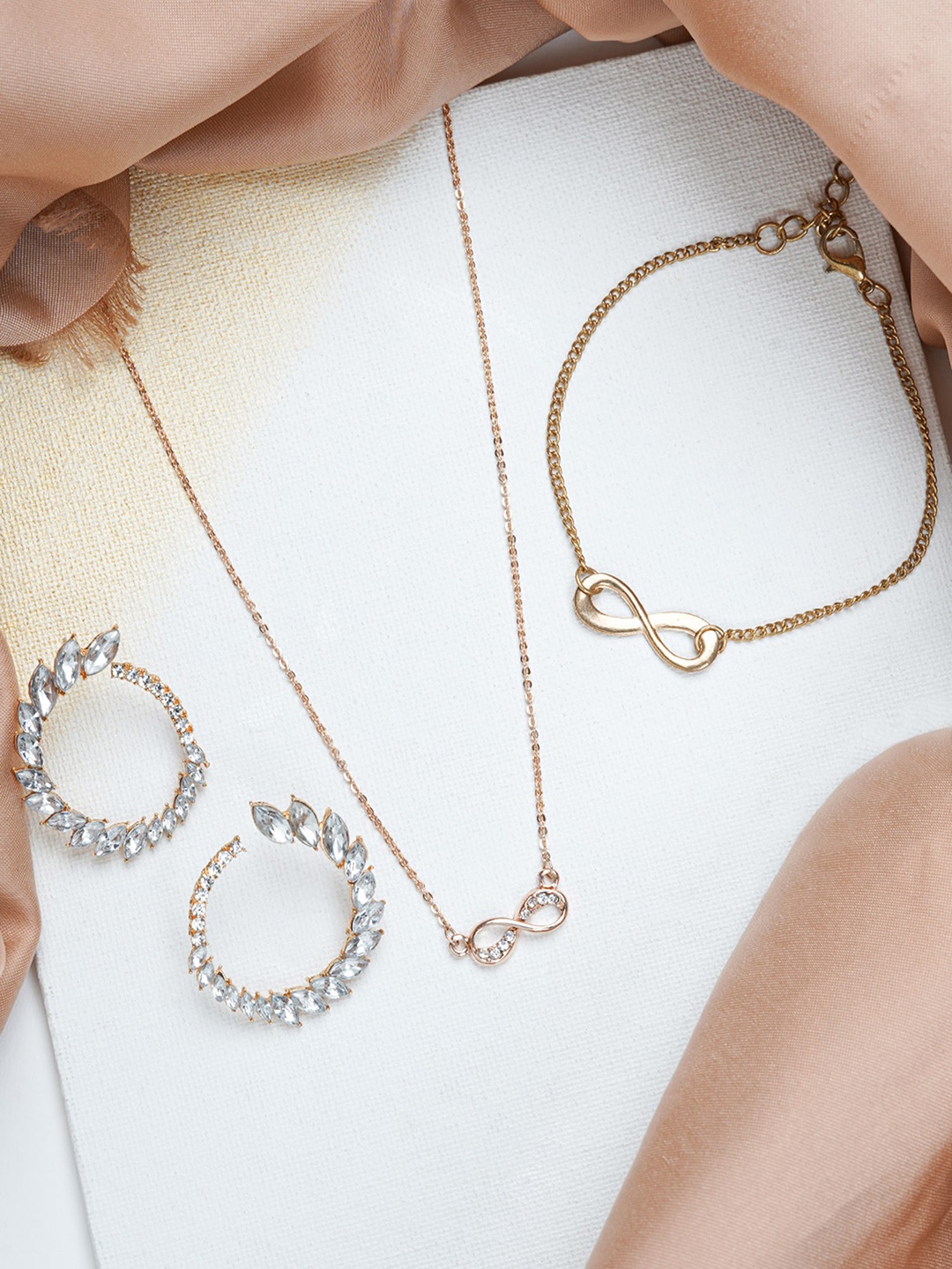 

JOKER & WITCH Rose Gold-Plated Stone-Studded Jewellery Set