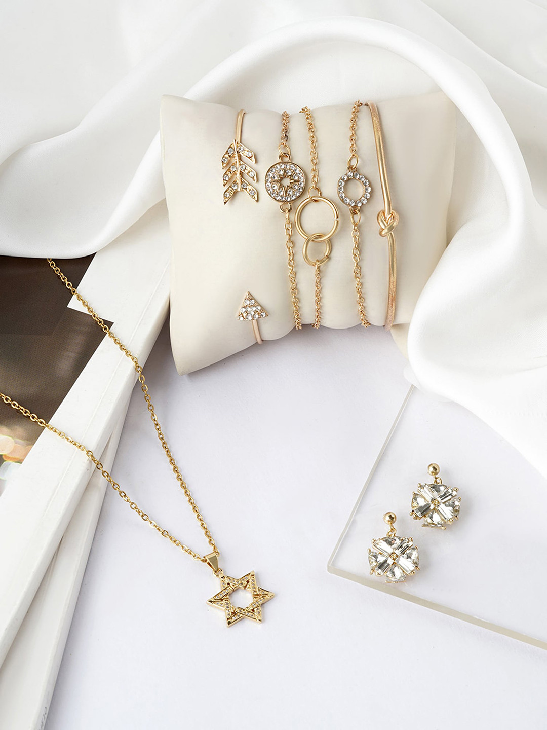 

JOKER & WITCH Gold-Plated Stone-Studded Jewellery Set