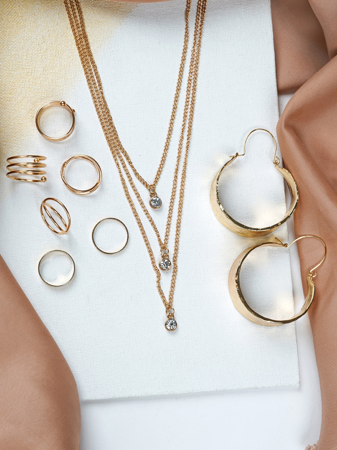 

JOKER & WITCH Gold Plated Stone Studded Jewellery Set