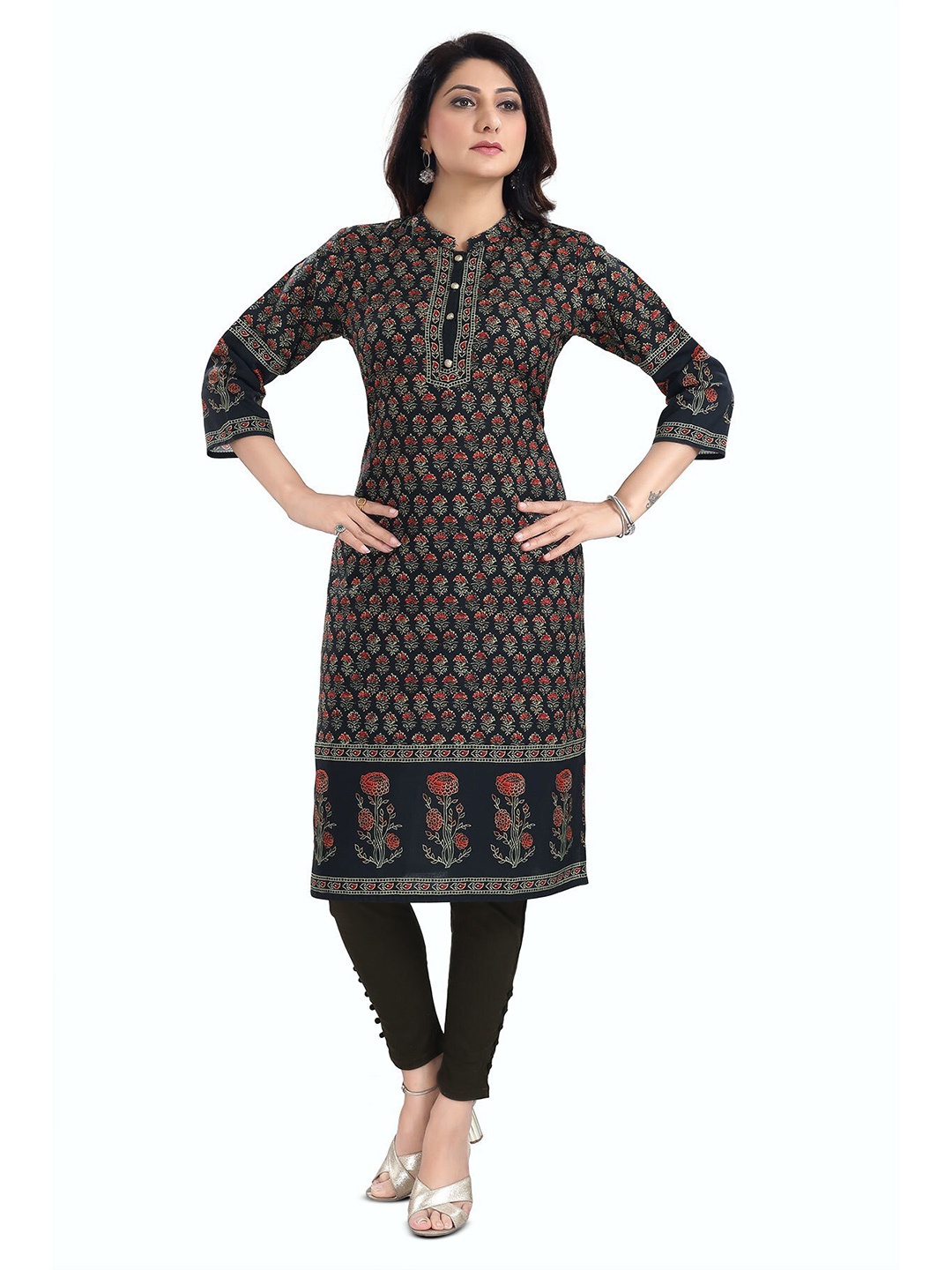 

keshubaba Women Ethnic Motifs Printed Kurta, Black