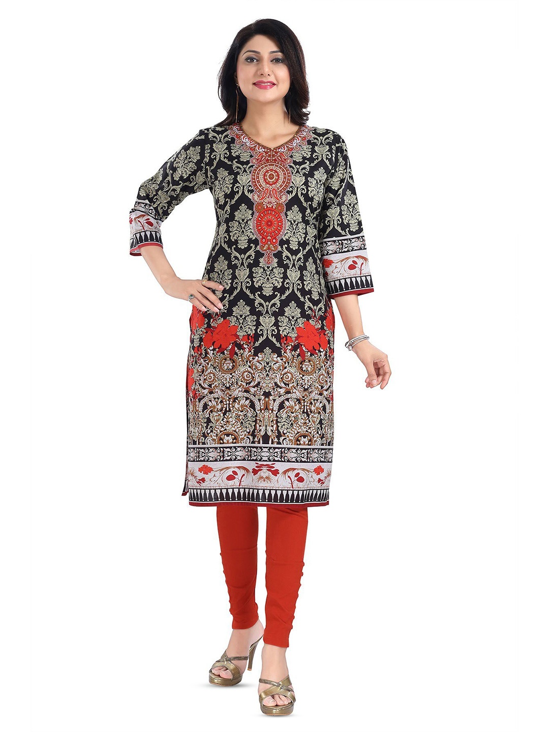 

keshubaba Ethnic Motifs Printed Kurta, Black