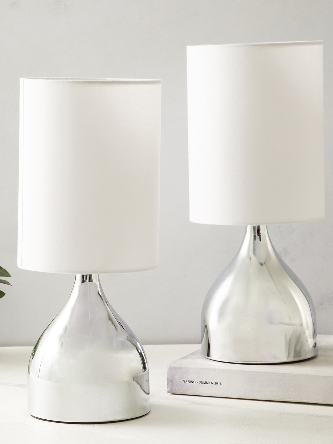 

Home Centre Albama Vogue 2 Pcs Silver-Toned Metal Table Lamps