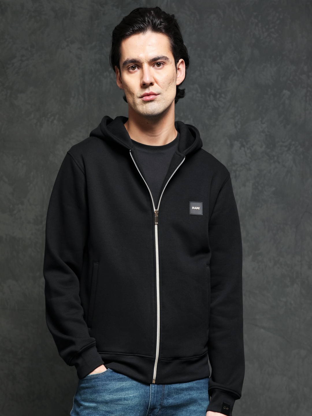 

RARE RABBIT Men Anderson Hooded Sweatshirt, Black