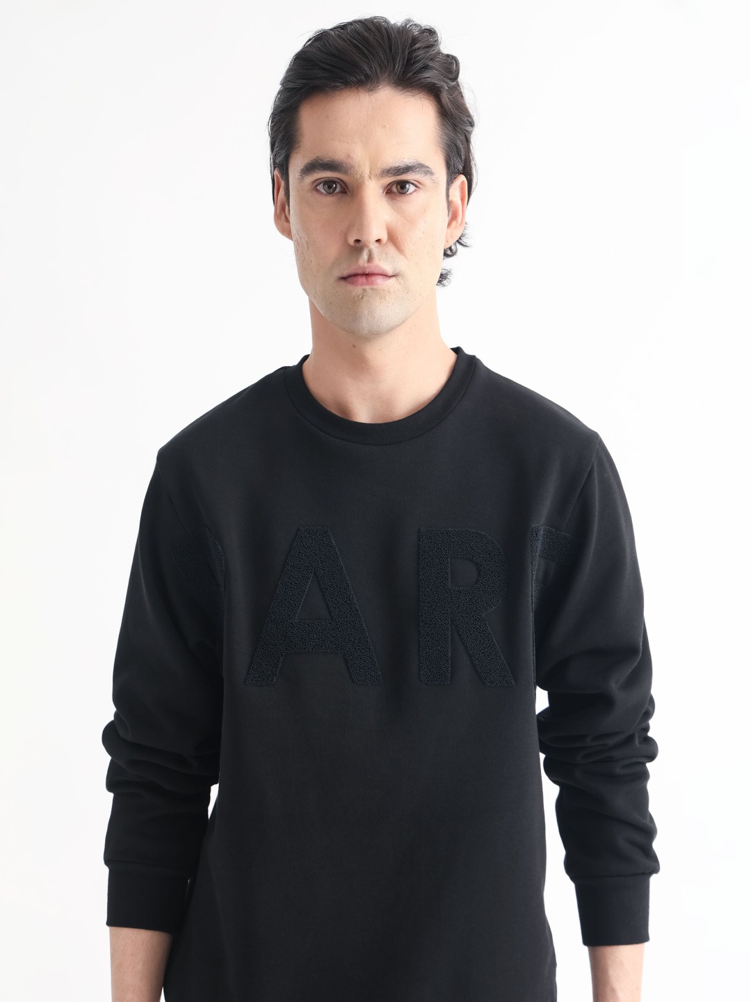 

RARE RABBIT Men Tisot Typography Printed Sweatshirt, Black