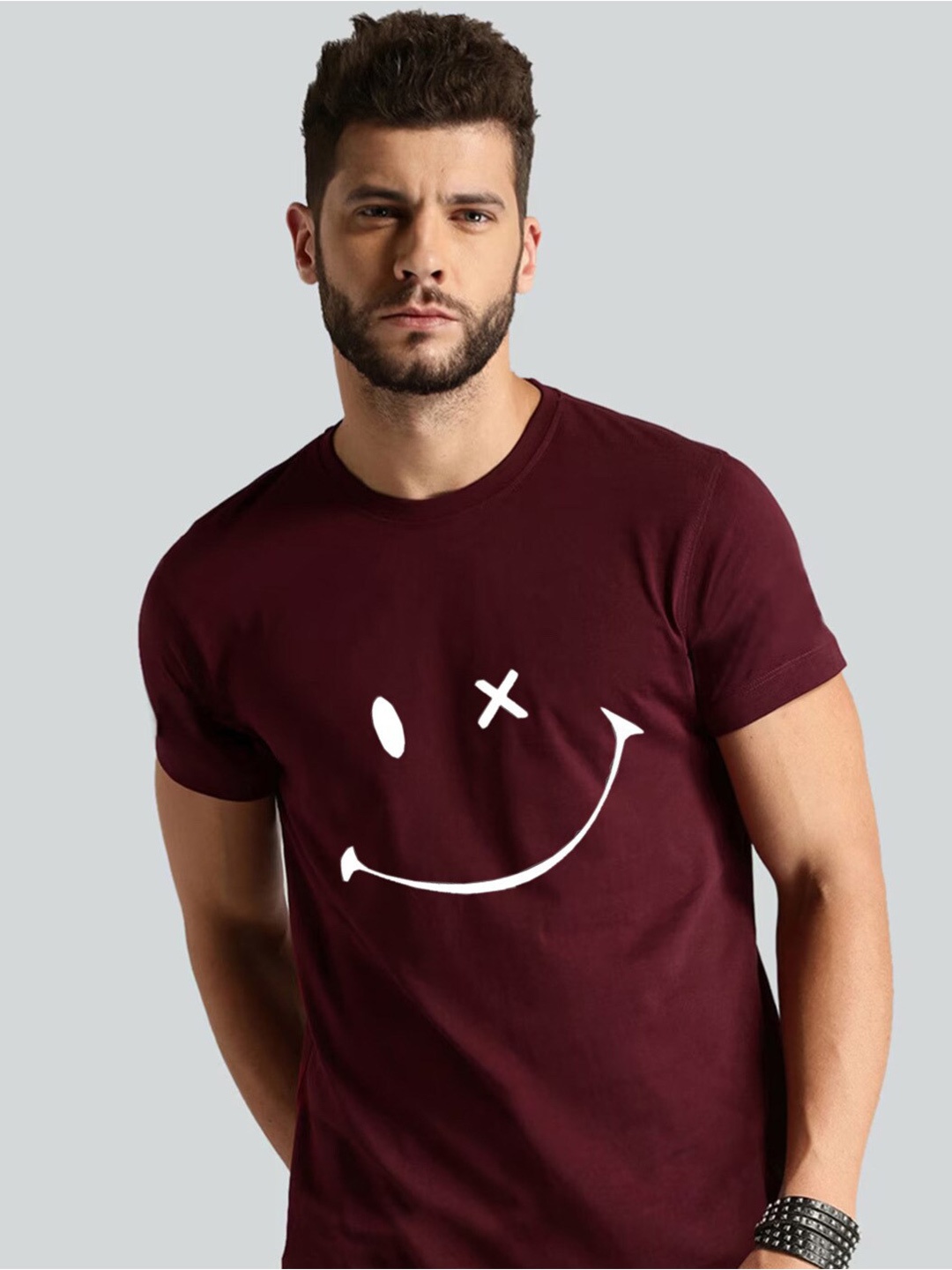 

Elibolz Graphic Printed Regular Fit Cotton T-shirt, Maroon