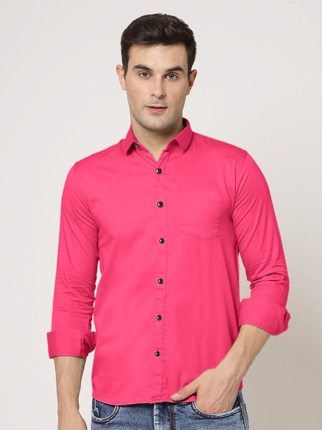 

ADWYN PETER New Spread Collar Cotton Casual Shirt, Pink