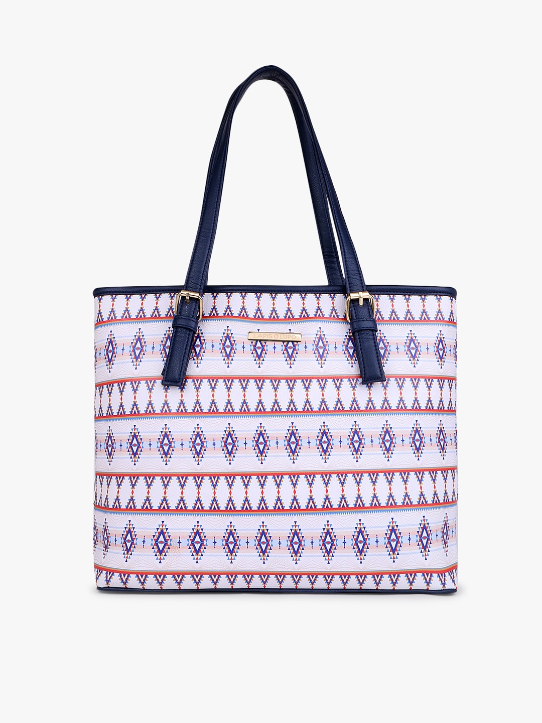 Lapis O Lupo Ethnic Motifs Printed Shopper Tote Bag, Blue
