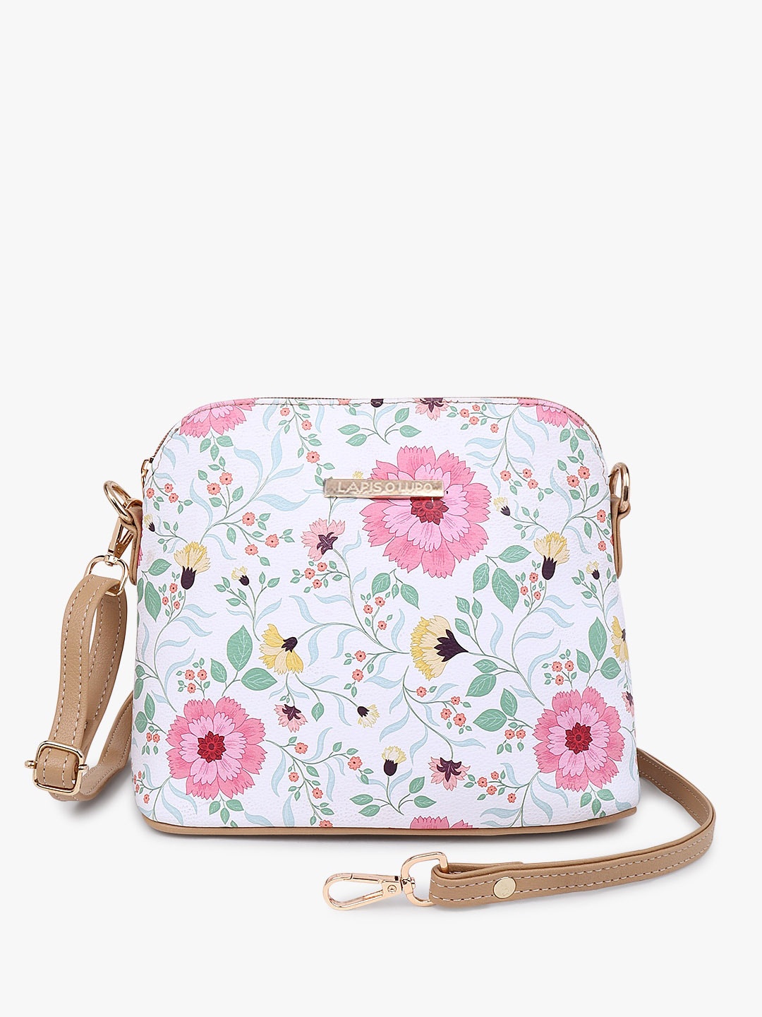 

Lapis O Lupo Floral Printed Structured Sling Bag, White