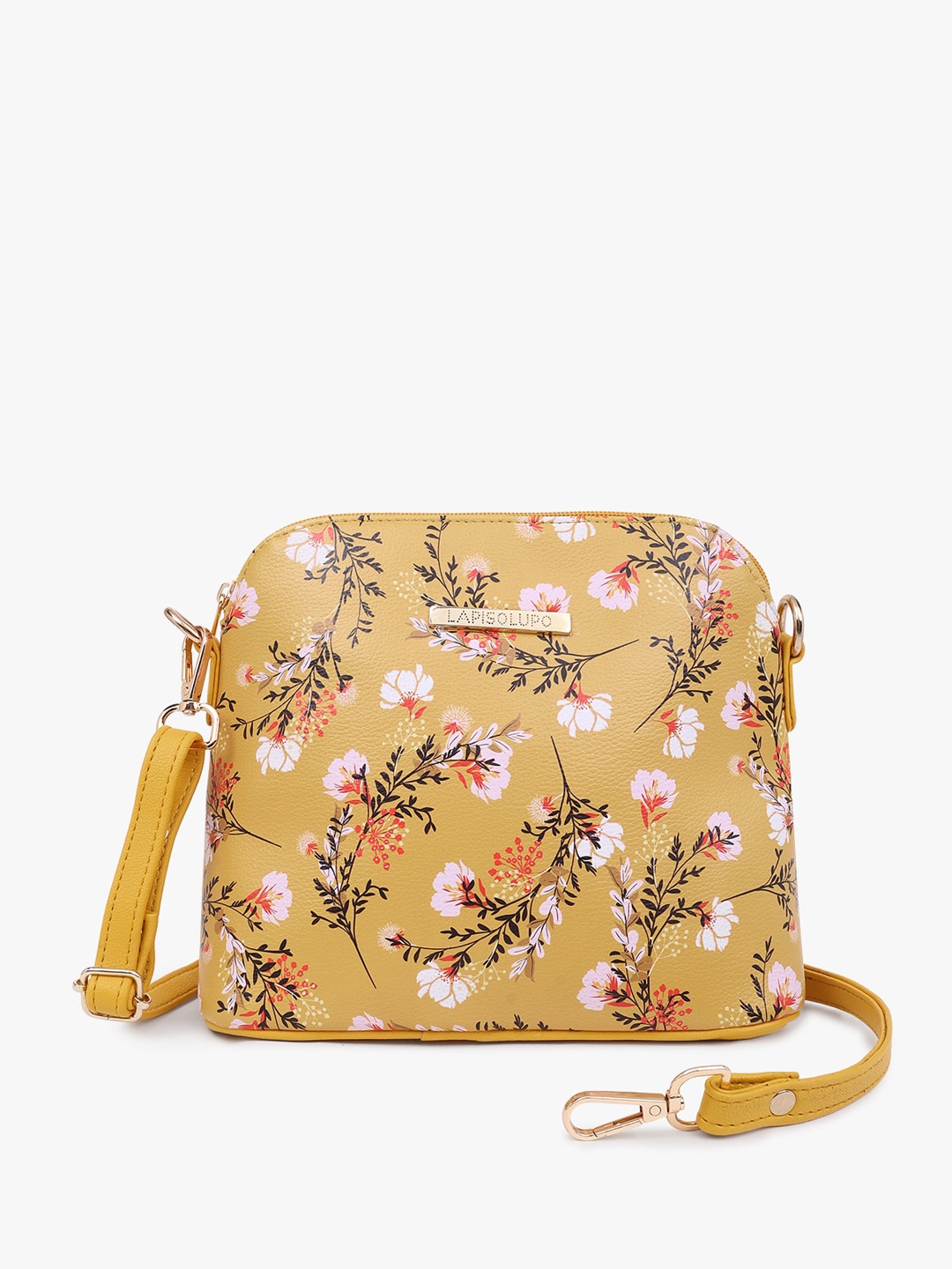 

Lapis O Lupo Floral Printed Structured Sling Bag, Yellow