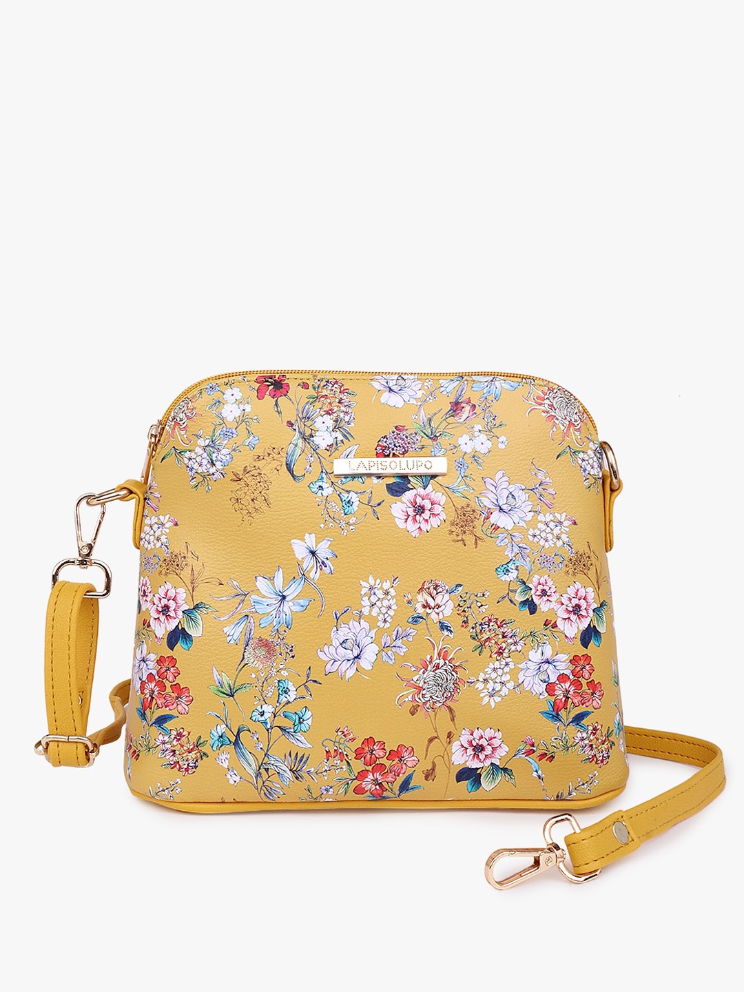 

Lapis O Lupo Floral Printed Structured Sling Bag, Yellow