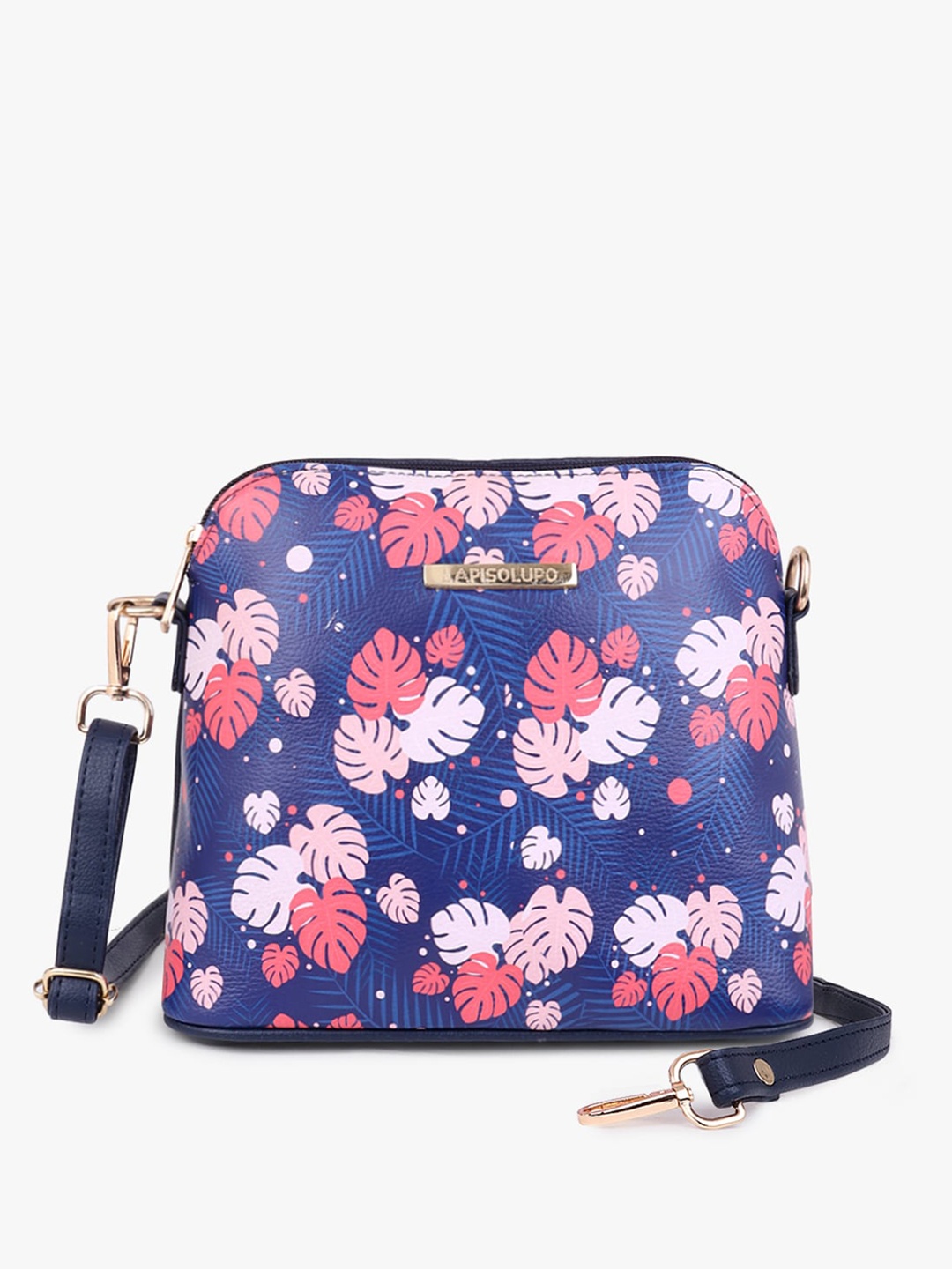 

Lapis O Lupo Floral Printed Structured Sling Bag, Blue