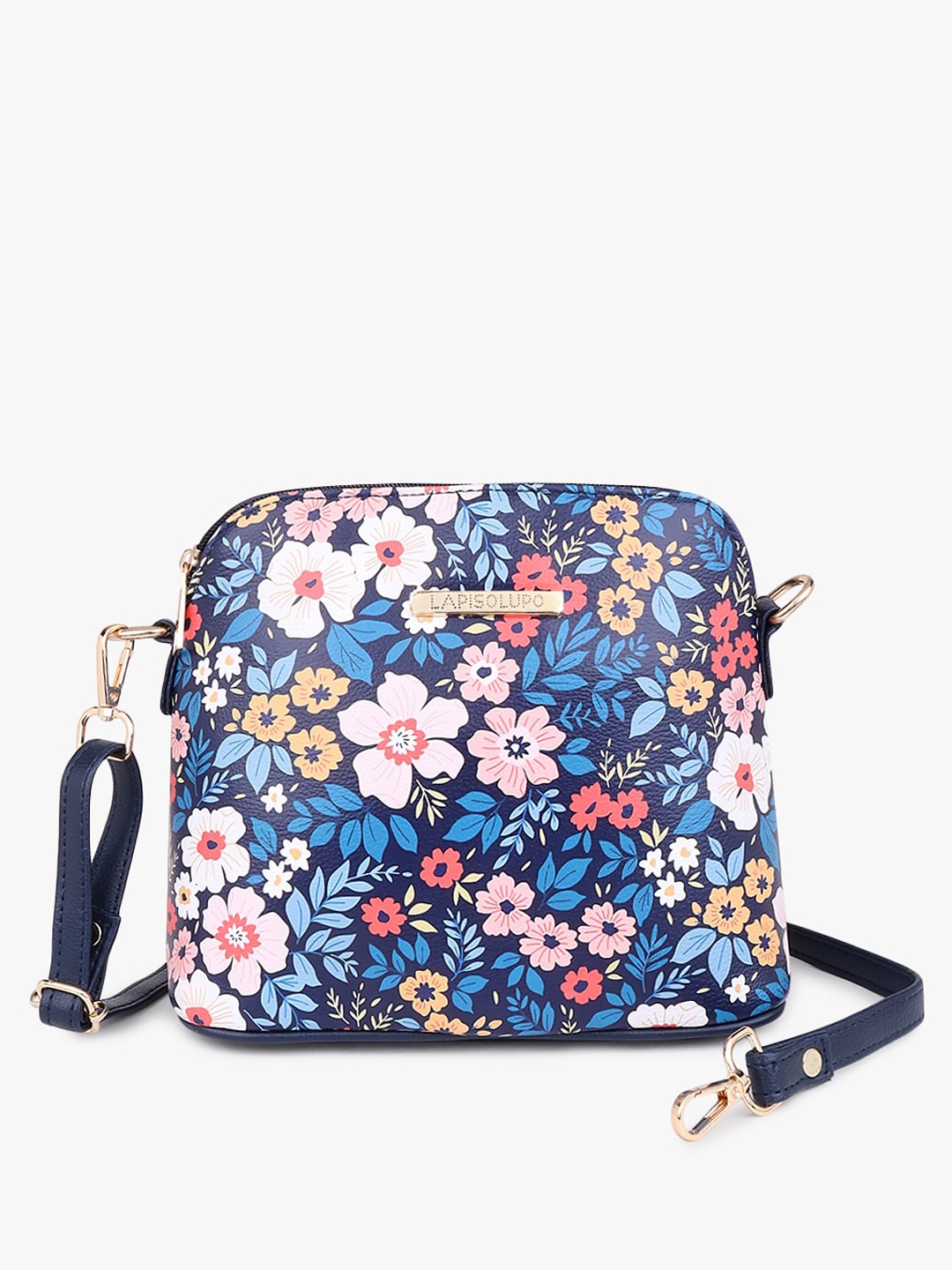 

Lapis O Lupo Floral Printed Structured Sling Bag, Blue