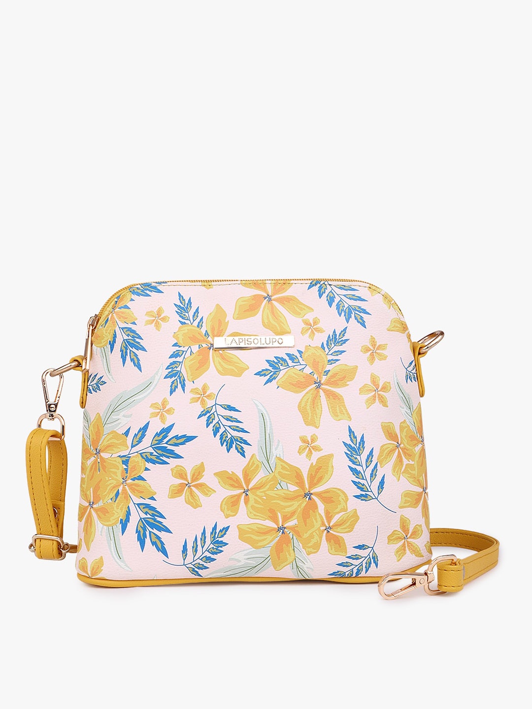 

Lapis O Lupo Floral Printed Structured Sling Bag, Yellow