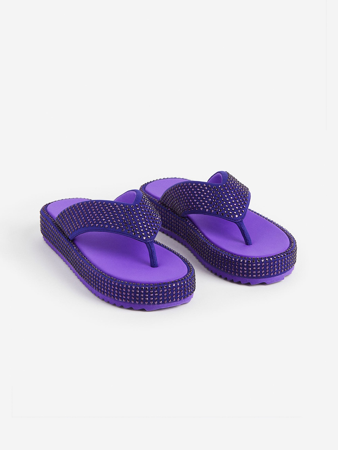 

H&M Embellished Thong Flatform Flip-Flops, Purple