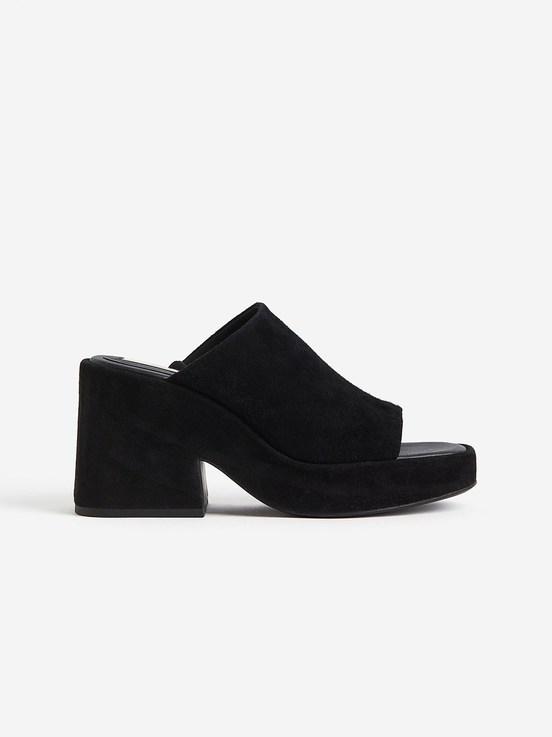 

H&M Women Block-Healed Suede Mules, Black