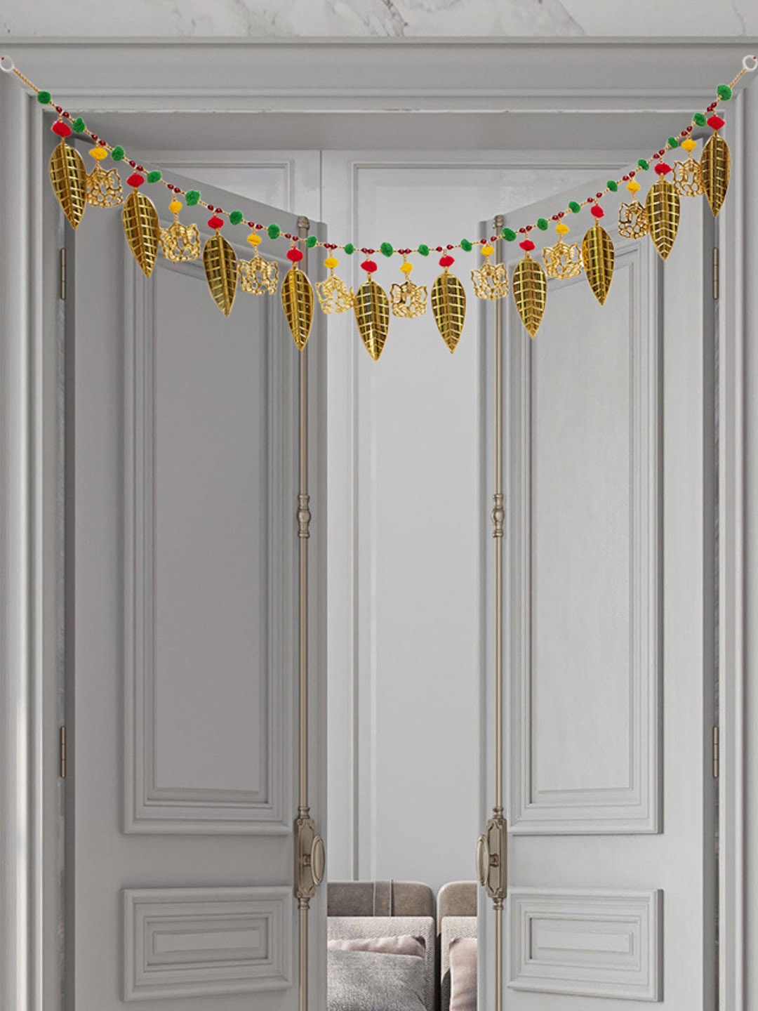 

BS AMOR Gold-Toned Door Hanging Artificial Traditional Flower Toran
