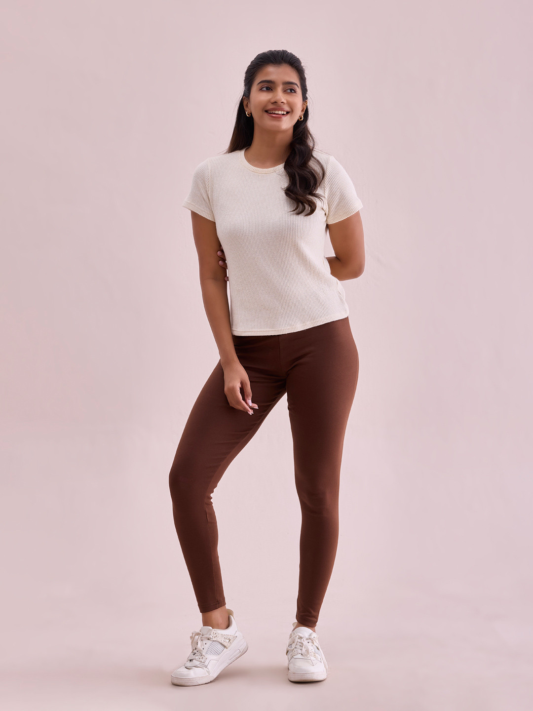 

Go Colors Ankle Length Leggings, Brown