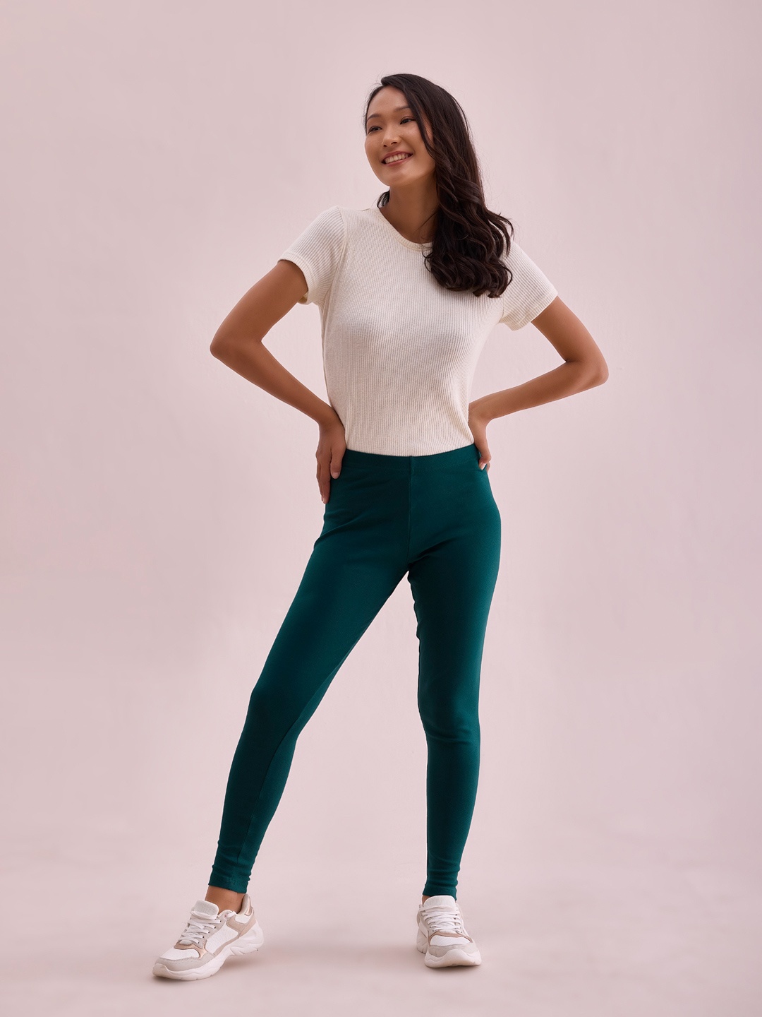 

Go Colors Ankle Length Leggings, Green