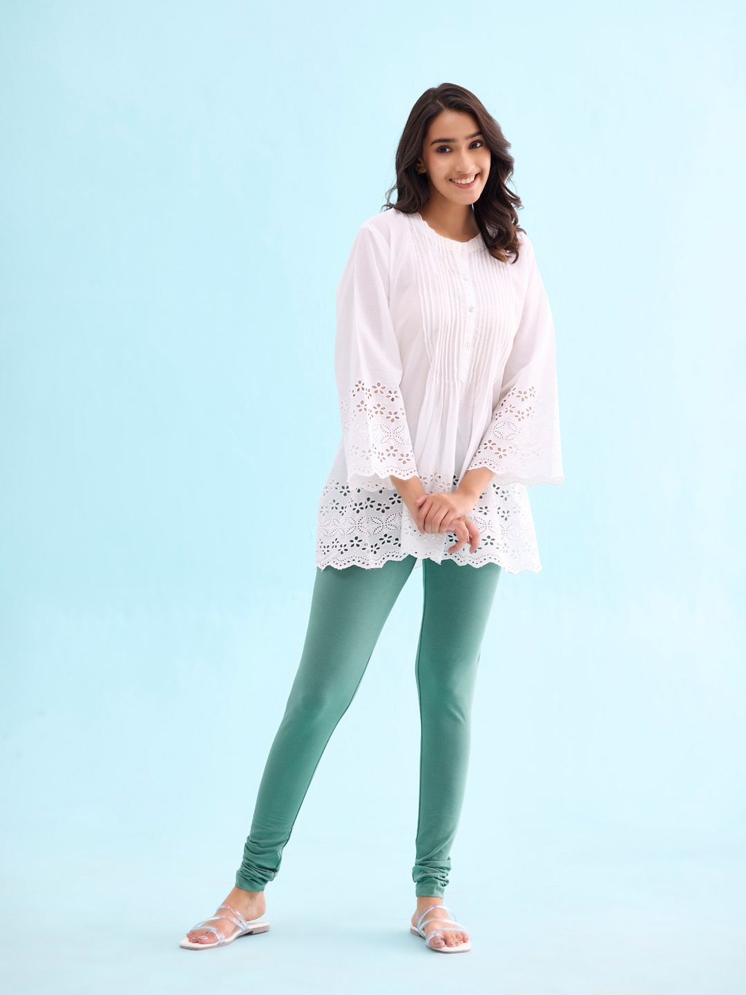 

Go Colors Churidar Length Leggings, Green
